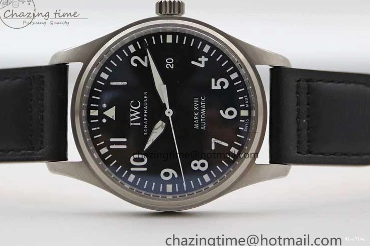 MIROTIME 0421 Vibrant Mark XVIII IW327001 SS M+F 1:1 Best Edition Black Dial on Black Leather Strap A 7055
